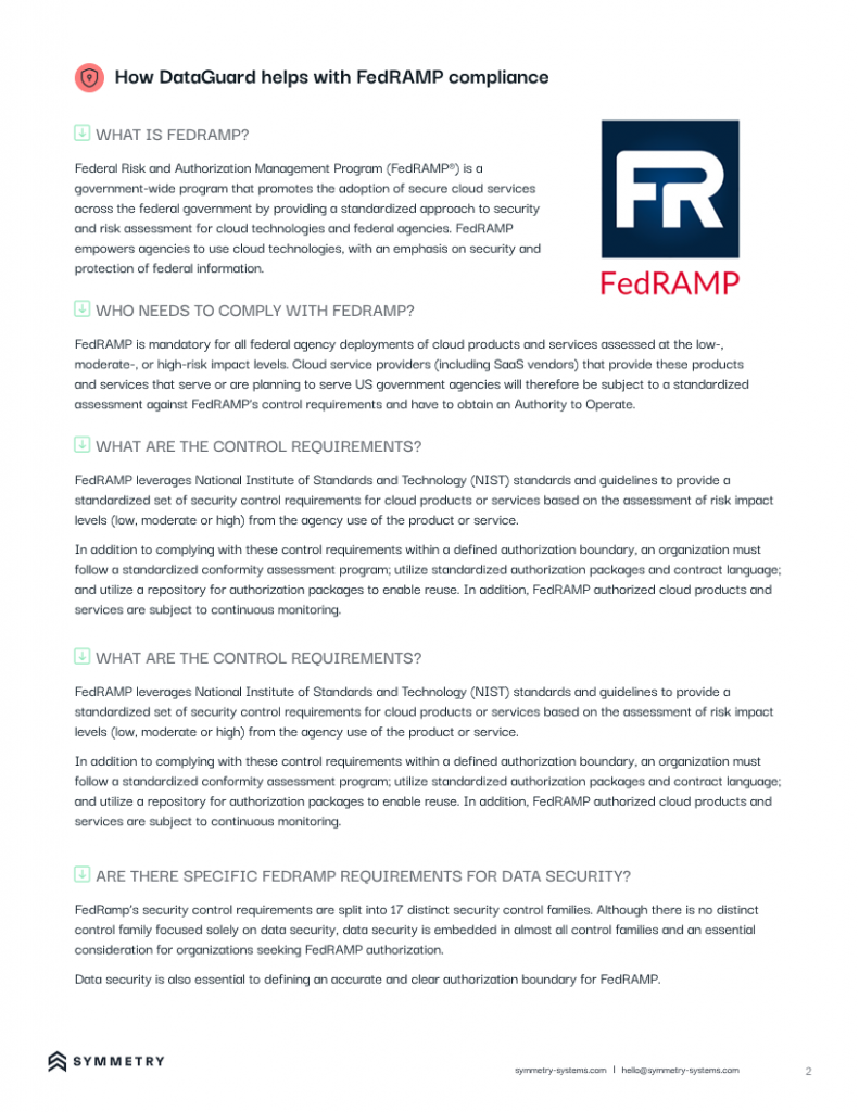 How DataGuard helps with FedRAMP compliance - Symmetry Systems