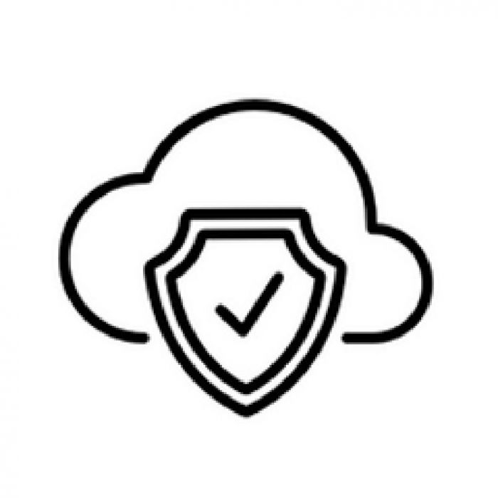 Shield icon with checkmark inside and a cloud outline behind it