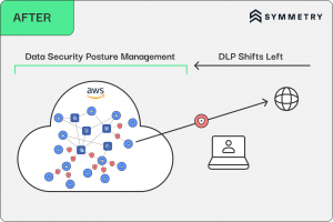 A diagram showing the focus of DSPM from the data out.