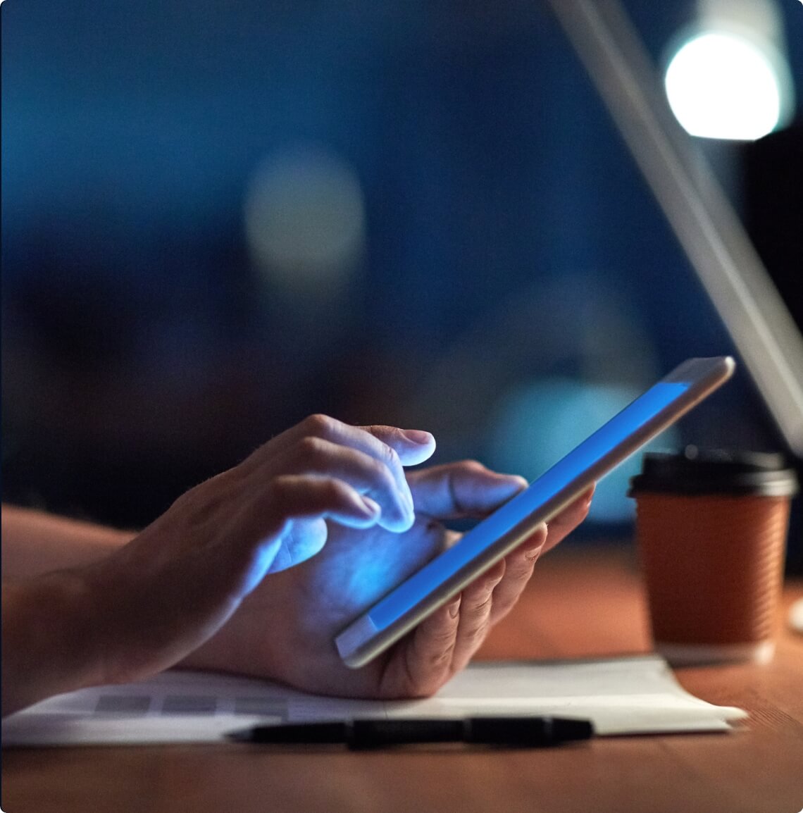 Person typing on a smartphone