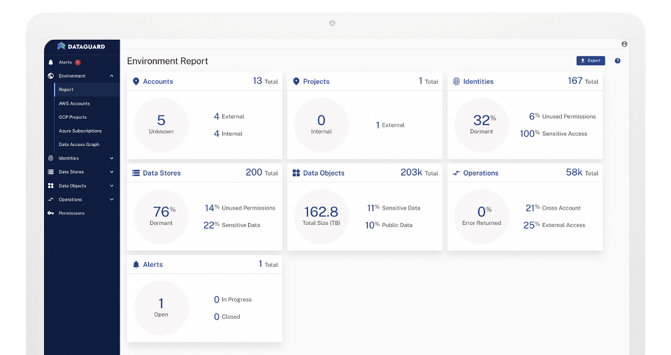 DataGuard environment report screen