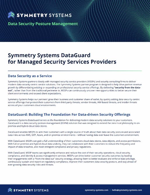 Symmetry Systems Resources Data Security Posture Management MSSP