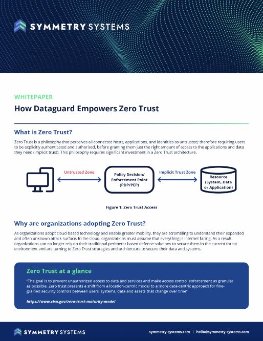 Symmetry Systems Resources How Dataguard Empowers Zero Trust