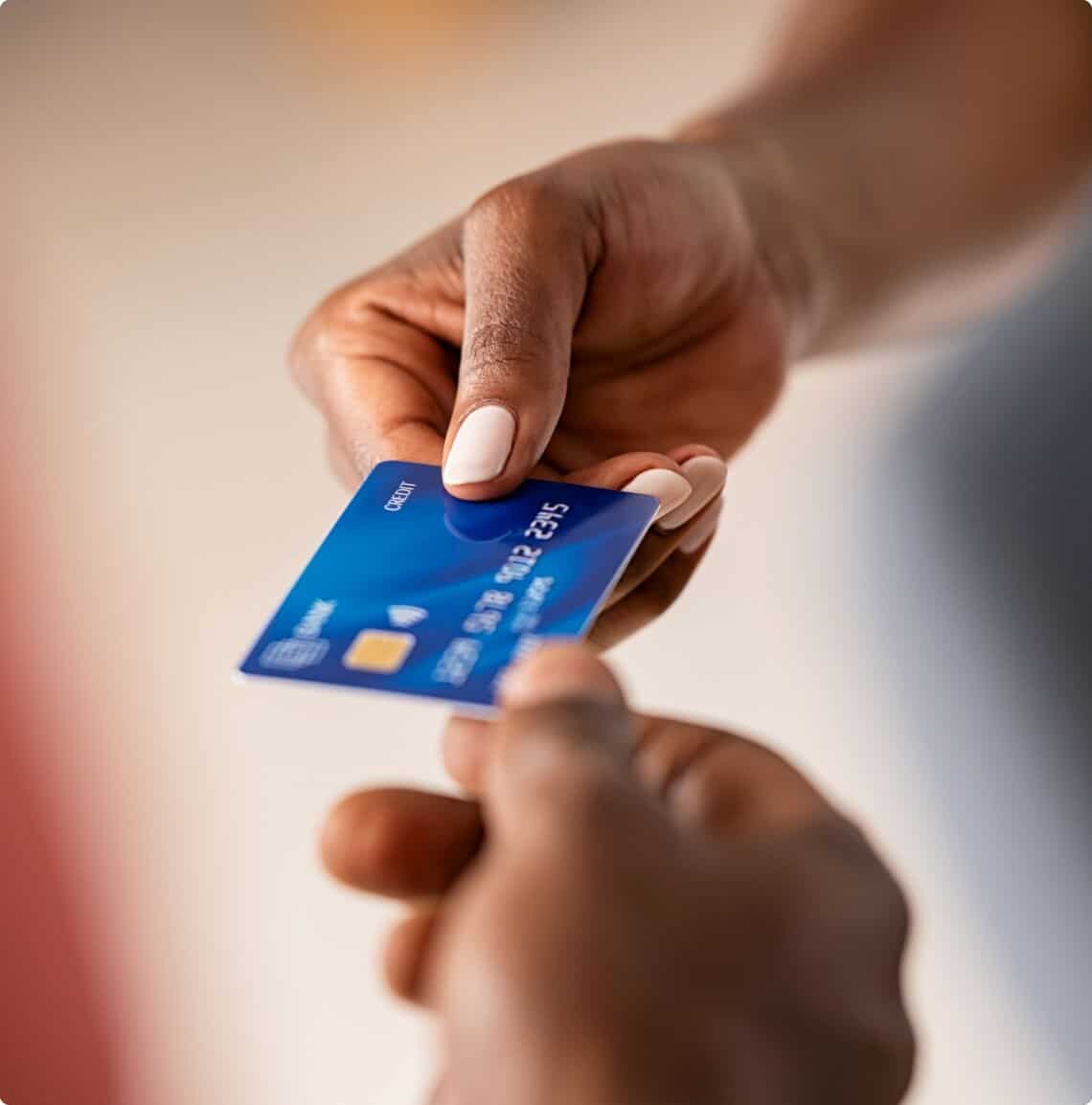Close up of someone holding a credit card