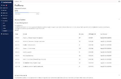 DataGuard FedRamp platform screen