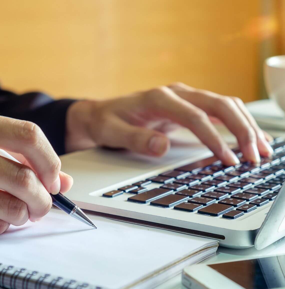 Person working on a laptop